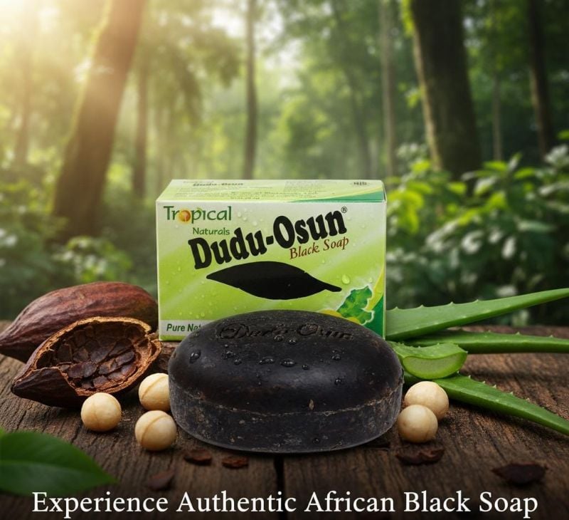 صابون دودو أوسون الأسود من تروبيكال ناتشورالز | صابون أفريقي طبيعي 100% للبشرة والشعر Dudu Osun Black Soap by Tropical Naturals | 100% Natural African Soap for Skin and Hair