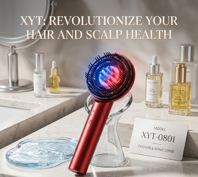 XYT-0801 Multi-Functional Massage Comb – Electric Scalp Massager | Vibration, Red Light Therapy & Hair Oil Applicator | Portable Handheld for Hair Care & Relaxation