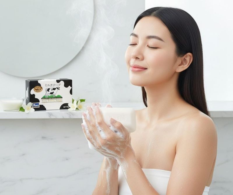 صابون يوكو سبا بالحليب النقي | ترطيب طبيعي وحماية من الأشعة فوق البنفسجية لبشرة ناعمة ومتألقة Yoko Spa Pure Milk Soap | Natural Moisturizing and UV Protection for Soft, Radiant Skin