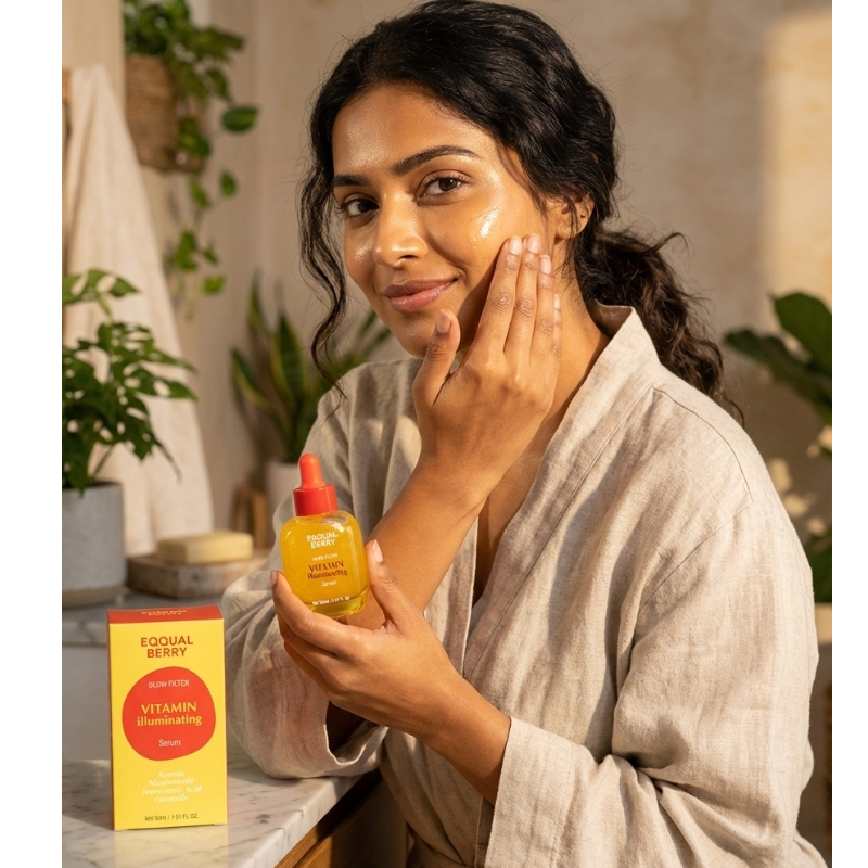 Eqqual Berry Glow Filter Serum: 40% Vitamin C + Ceramide Brightening Treatment for Hyperpigmentation