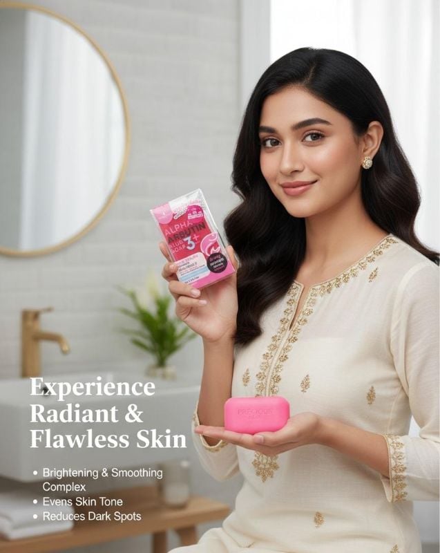 صابون بريشس سكين ألفا أربوتين 3 بلس للجسم | صابون لتفتيح البشرة مع الجلوتاثيون والكولاجين Precious Skin Alpha Arbutin 3 Plus Body Soap | Skin Lightening Soap with Glutathione and Collagen