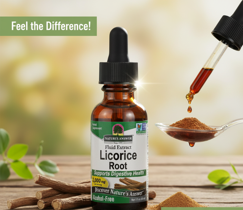 Nature's Answer Licorice Root Fluid Extract | Alcohol-Free Digestive & Skin Wellness Supplement