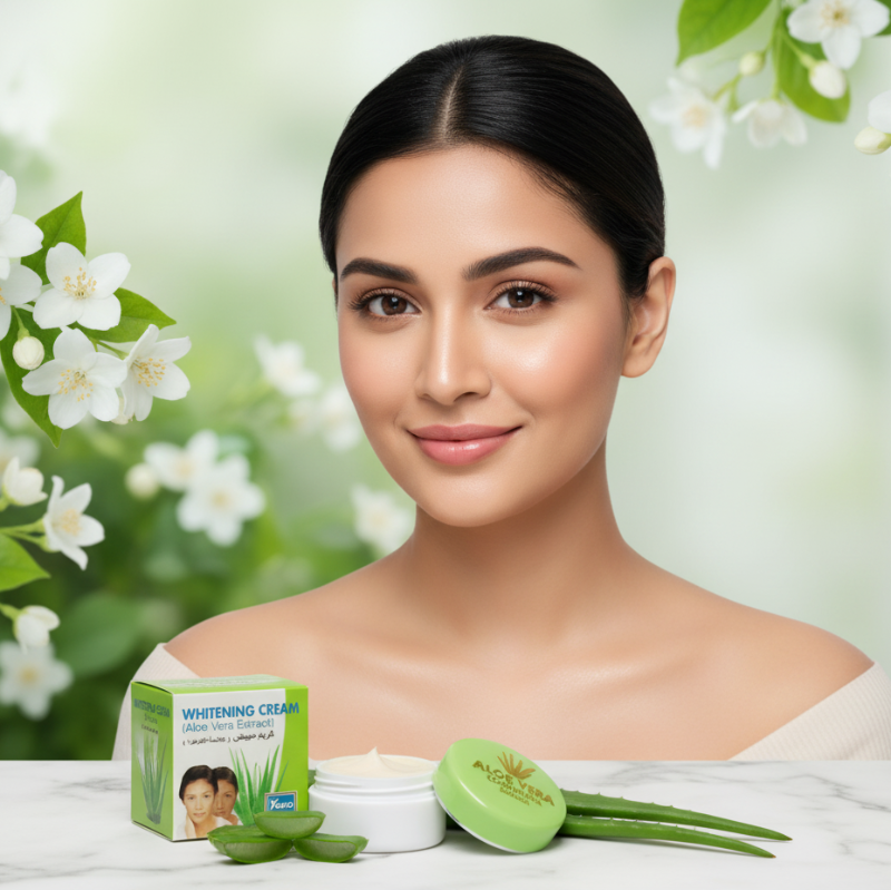 كريم يوكو لتفتيح البشرة بخلاصة الصبار | تفتيح وترطيب وحماية  Yoko Skin Whitening Cream with Aloe Vera Extract | Brightening, Moisturizing, and Protecting