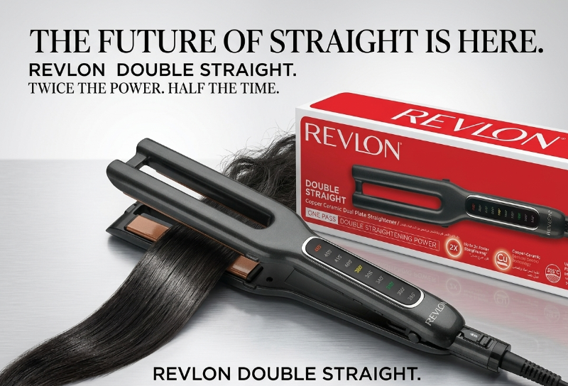 Revlon Double Straight Copper Ceramic Dual Plate Straightener RVST2204: 2x Faster Styling, 10 Heat Settings to 235°C