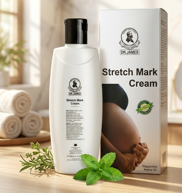 Dr. James Stretch Mark Cream: Herbal Organic Extracts with Peppermint Oil – Reduces Lines & Boosts Elasticity