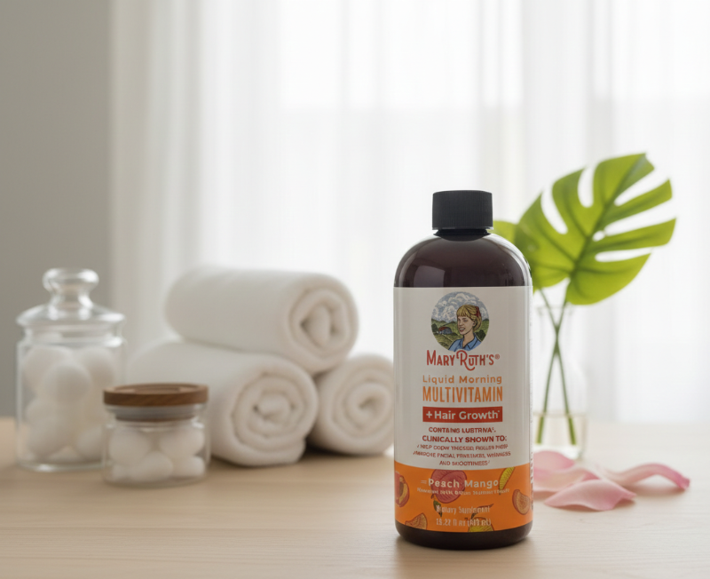 MaryRuth’s Liquid Morning Multivitamin + Hair Growth | Peach Mango Liquid Vitamin with Lustriva®