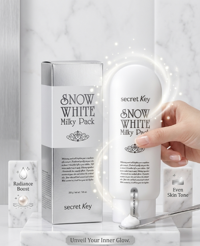 Secret Key Snow White Milky Pack 200g – Korean Brightening Wash-Off Mask | Niacinamide for Instant Radiance, Moisture & Soothing | 2-3 Minute Treatment