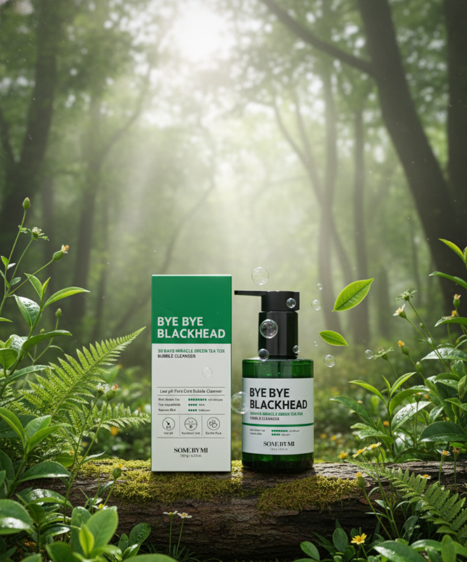 غسول الرؤوس السوداء من سوم باي مي - عناية منخفضة الحموضة بالمسام مع الشاي الأخضر وغسول رغوي من أحماض بيتا هيدروكسي (BHA)  Some By Mi Blackhead Cleanser - Low pH Pore Care with Green Tea and BHA Foaming Cleanser