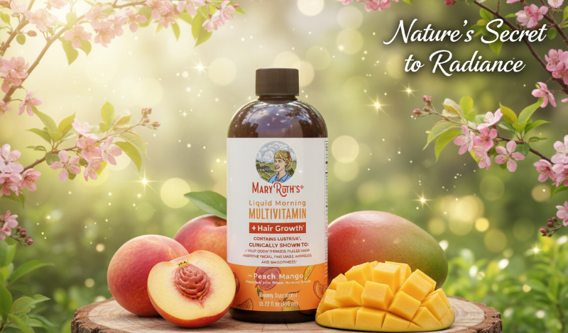 MaryRuth’s Liquid Morning Multivitamin + Hair Growth | Peach Mango Liquid Vitamin with Lustriva®