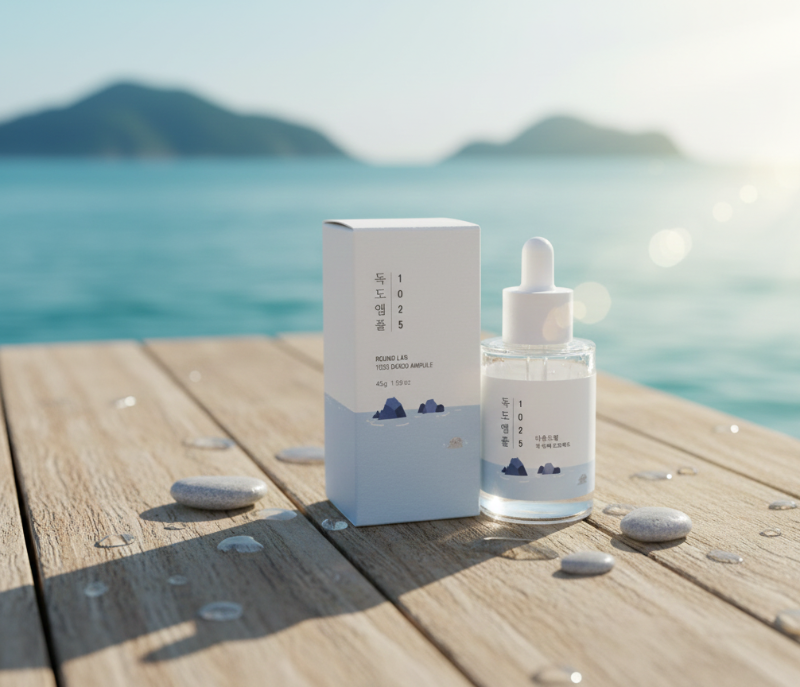 ROUND LAB 1025 Dokdo Ampoule | 72 Mineral Deep Sea Water Ampoule | Soothing & Barrier Repair Serum | For Sensitive Skin