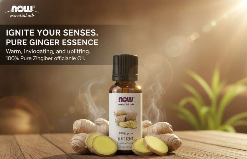 NOW Essential Oils Ginger Oil | 100% Pure Zingiber Officinale for Aromatherapy & Soothing Massage