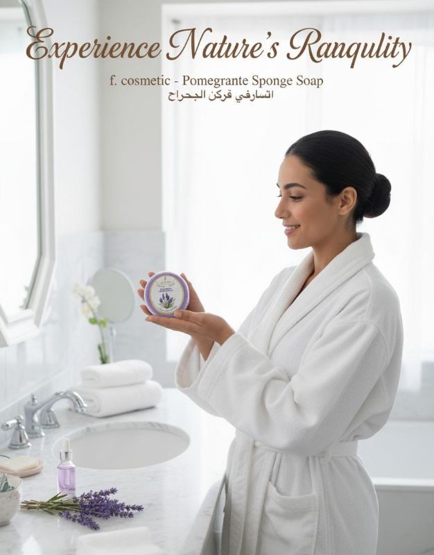 صابون الإسفنج باللافندر | صابون 2 في 1 مهدئ ومقشر  Lavender Sponge Soap | 2-in-1 Soothing and Exfoliating Soap