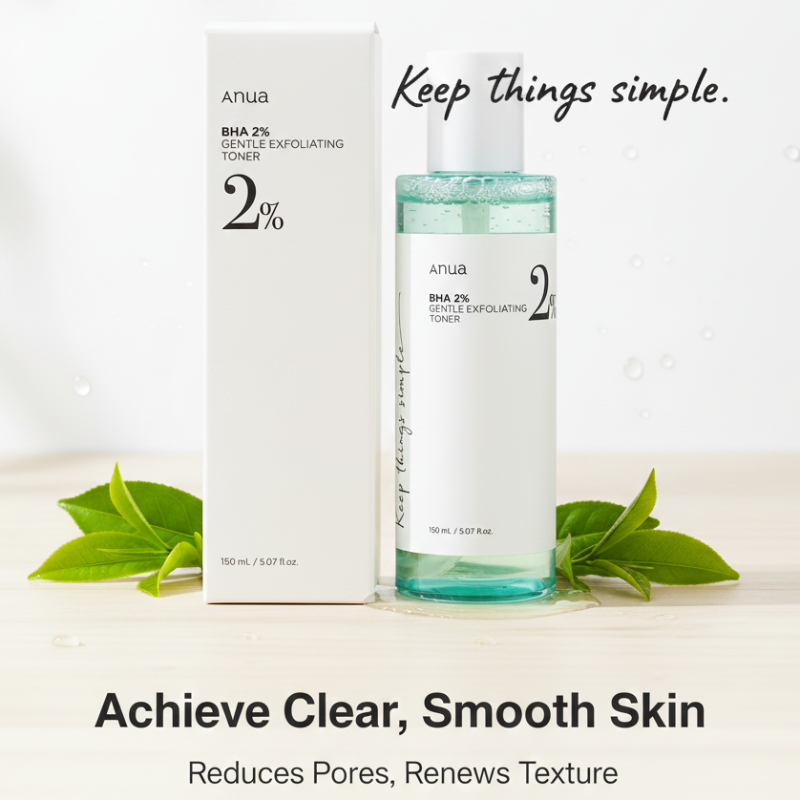 Anua BHA 2% Gentle Exfoliating Toner | 2% Salicylic Acid + Tea Tree + 6 Ceramides | Pore Purifying Toner for Sensitive & Acne-Prone Skin