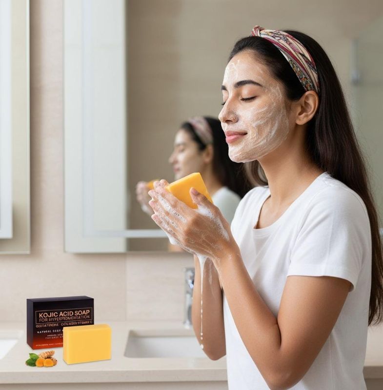 صابون حمض الكوجيك والجلوتاثيون | لتصحيح البقع الداكنة وتفتيح البشرة Kojic Acid and Glutathione Soap | For Dark Spot Correction and Skin Brightening