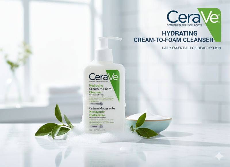 غسول سيرافيه المرطب، كريمي إلى رغوي، غسول وجه خالٍ من العطور، للبشرة العادية إلى الجافة والحساسة CeraVe Hydrating Cleanser, Creamy to Foaming, Fragrance-Free Face Wash for Normal to Dry and Sensitive Skin