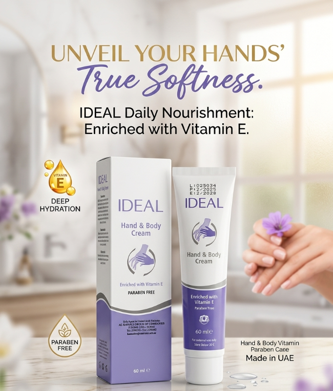 Ideal Hand & Body Cream 60ml: Vitamin E Enriched, Paraben-Free – By Al Kamal Cosmetics UAE