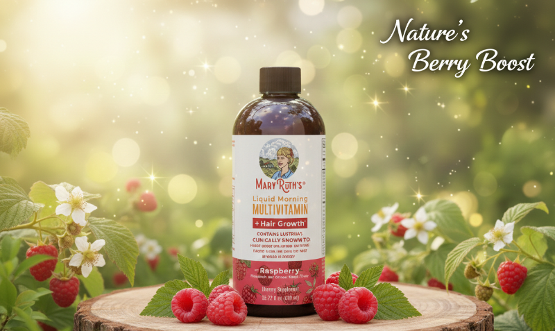 MaryRuth’s Liquid Morning Multivitamin Raspberry | Vegan Family Multivitamin for Energy, Beauty & Immunity