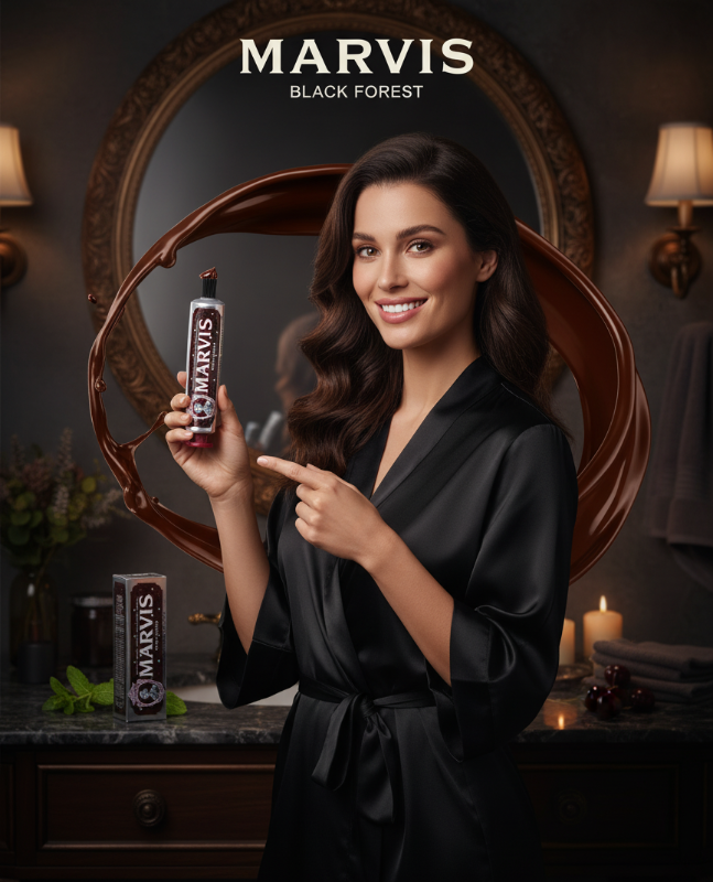 Marvis Black Forest Toothpaste 75ml – Italian Luxury Toothpaste | Dark Chocolate, Cherry, Amaretto & Peppermint Flavor | Fluoride, Plaque Control & Fresh Breath