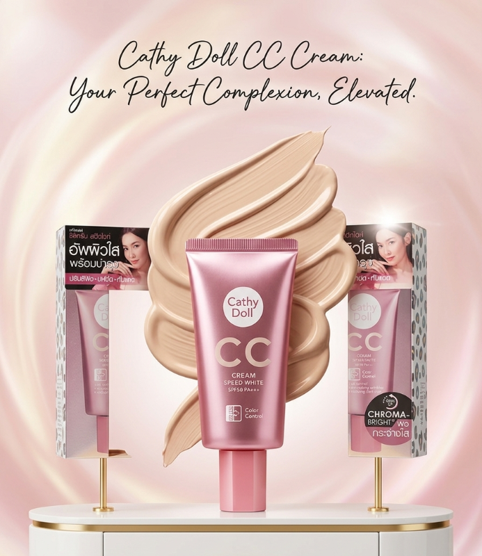 Cathy Doll CC Cream Speed White SPF 50 PA+++: Water Drop, CHROMABRIGHT & 12H Oil Control – Instant Brightening