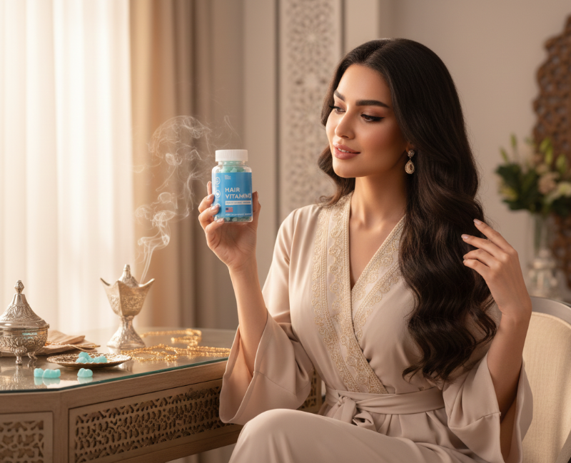 Hair Vitamins with Biotin, Folic Acid & Vitamin C | Fruit-Pectin Gummies for Hair Growth, Strength & Shine