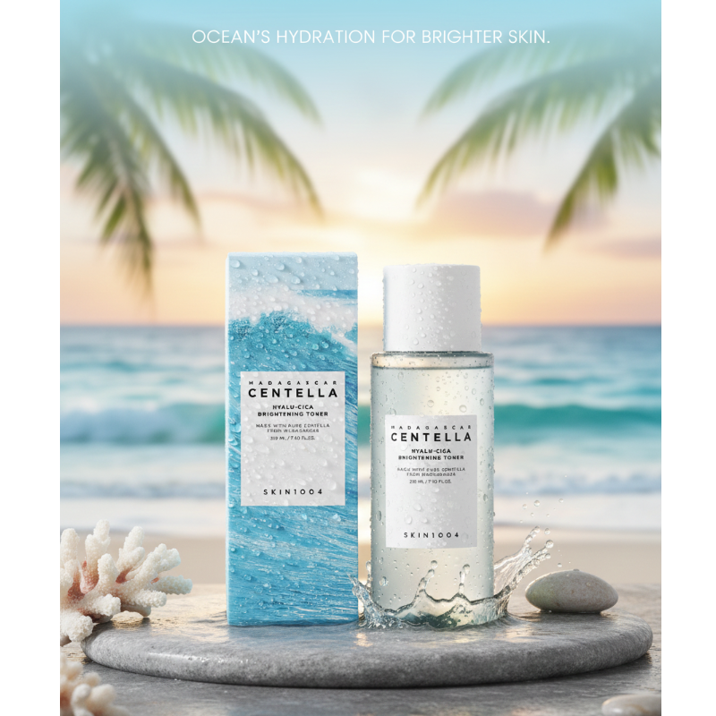 SKIN1004 Hyalu-Cica Brightening Toner | 74% Centella + Hyaluronic Acid + AHA/LHA | Hydrating Exfoliating Toner for Sensitive Skin