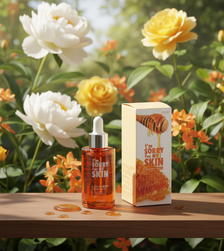 Ultru I'm Sorry For My Skin Honey Beam Ampoule | Honey & Propolis Serum | Deep Hydration & Soothing | For Sensitive, Dull Skin