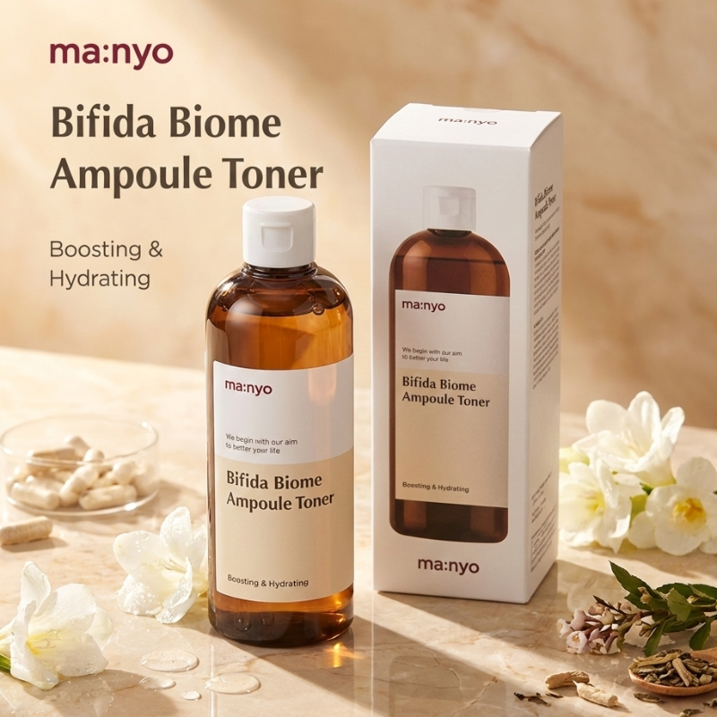 Ma:nyo Bifida Biome Ampoule Toner | Probiotic Complex + 10 Hyaluronic Acids + Milk PHA | 2-in-1 Barrier Repair & Exfoliating Toner