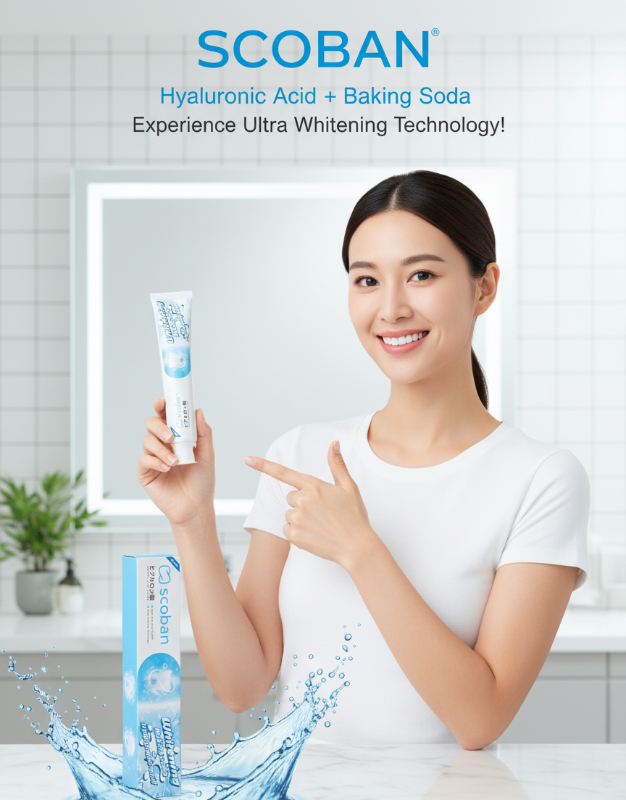 Scoban Whitening Toothpaste 200g – with Baking Soda & Japanese Hyaluronic Acid | Removes Stains, Deep Cleaning, Fresh Mint | Food-Grade & FDA-Approved