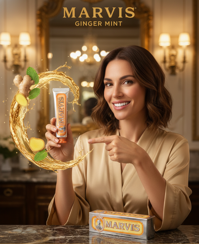 Marvis Ginger Mint Toothpaste 85ml – Italian Luxury Toothpaste | Warm Ginger & Fresh Mint Flavor | Fluoride Anti-Cavity, Tartar Control & Fresh Breath