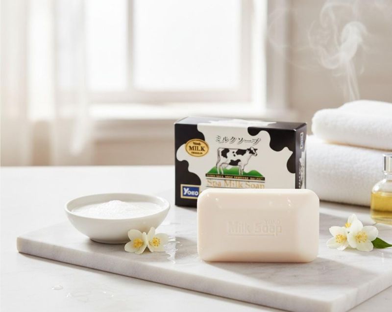 صابون يوكو سبا بالحليب النقي | ترطيب طبيعي وحماية من الأشعة فوق البنفسجية لبشرة ناعمة ومتألقة Yoko Spa Pure Milk Soap | Natural Moisturizing and UV Protection for Soft, Radiant Skin