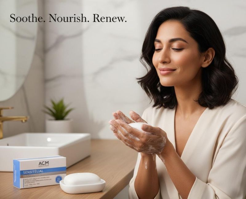 صابون ACM Sensitélial Ultra Rich الطبيعي فائق الترطيب | منظف خالٍ من الصابون للبشرة الحساسة والجافة  ACM Sensitélial Ultra Rich Natural Moisturizing Cleansing Bar | Soap-Free Cleanser for Sensitive and Dry Skin
