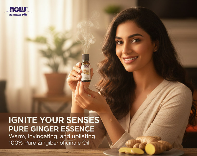 NOW Essential Oils Ginger Oil | 100% Pure Zingiber Officinale for Aromatherapy & Soothing Massage