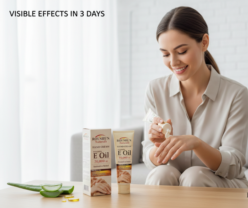 Roushun Naturals Vitamin E Oil Hand Cream | 70,000 IU Intensive Moisture for Dry, Chapped Skin