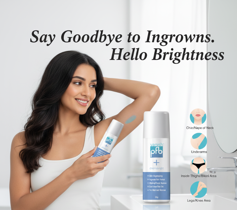 PFB Vanish + Chromabright | Ingrown Hair & Dark Spot Treatment | Exfoliating Roll-On Gel for Razor Bumps & Discoloration