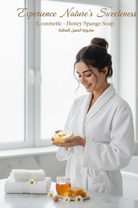 صابون العسل الإسفنجي المصنوع يدويًا | صابون حليب الماعز المرطب والمقشر Handmade Honey Sponge Soap | Moisturizing and Exfoliating Goat Milk Soap