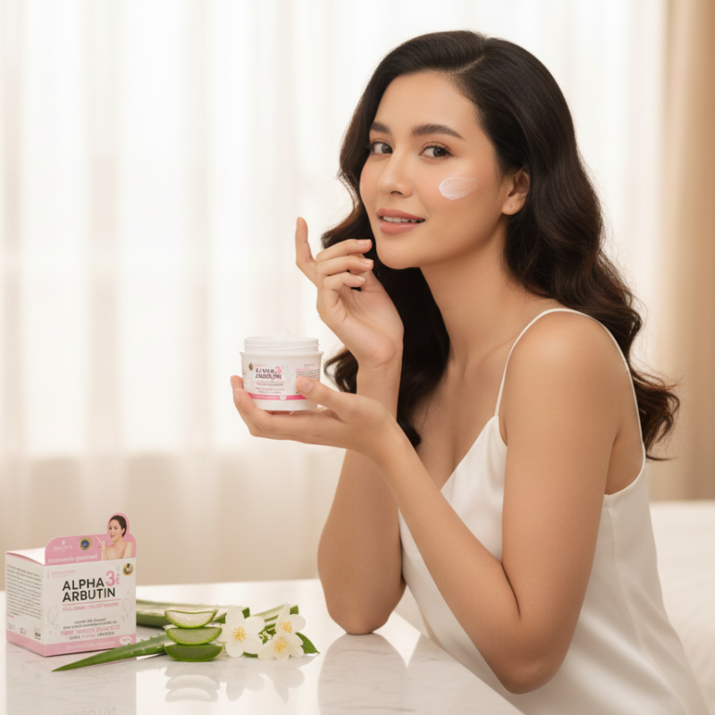 Precious Skin Thailand Alpha Arbutin Collagen 3+ Cream – Brightening & Firming Cream with Alpha Arbutin & Marine Collagen | For Face & Body | 100g