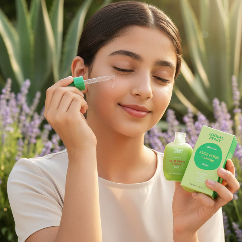 Eqqualberry Green Aid Aloe PDRN Calming Serum | 50,000ppm Aloe PDRN + 5-Cica | Sensitive Skin Repair & Redness Relief Serum