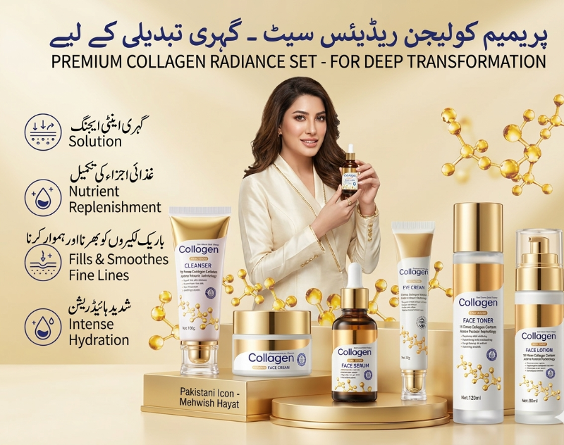 Sadoer Collagen Firming Radiance 6-Piece Set – Anti-Aging Skincare Kit with Cleanser, Toner, Serum, Face Cream, Eye Cream & Sheet Mask | Hydrolyzed Collagen & Niacinamide