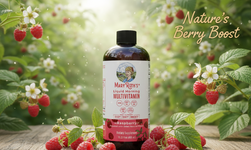 MaryRuth’s Liquid Morning Multivitamin Raspberry | Vegan Family Multivitamin for Energy, Beauty & Immunity
