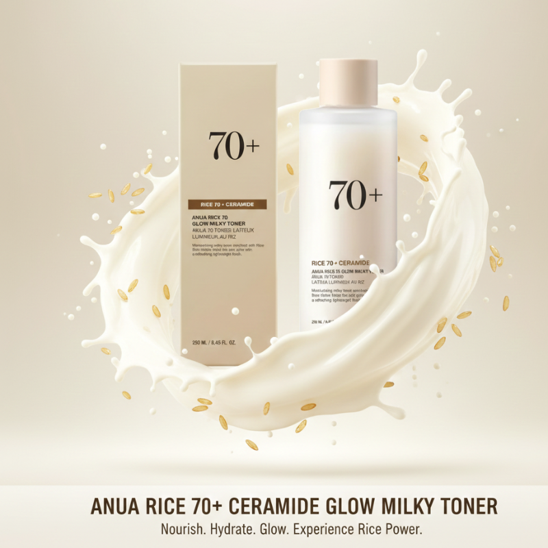 Anua Rice 70 Glow Milky Toner | 70% Rice Bran Water + Ceramides for Glass Skin | Hydrating Milky Toner for Dull & Sensitive Skin