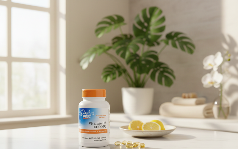 Doctor's Best Vitamin D3 5000 IU Softgels | High‑Potency D3 for Immune, Bone & Heart Support