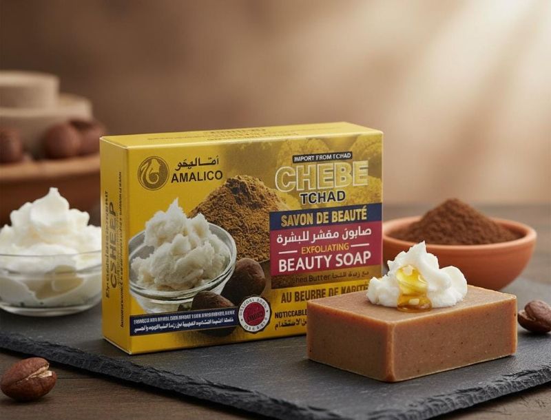 صابون أماليكو بزبدة الشيا والتشيبي المقشر | صابون لتجديد البشرة لجميع أنواع البشرة Amaliko Shea Butter and Chebe Exfoliating Soap | Skin Renewing Soap for All Skin Types