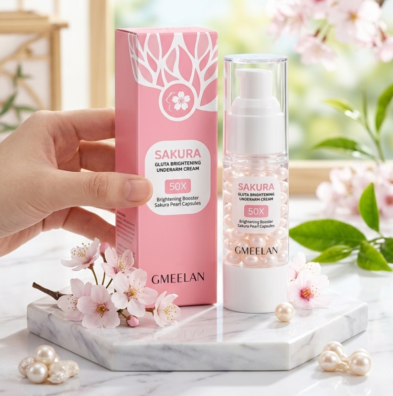 Gmeelan Sakura Gluta Brightening Underarm Cream 30g: Cherry Blossom, Niacinamide & Glutathione – Fades Dark Spots