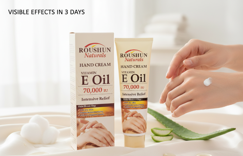 Roushun Naturals Vitamin E Oil Hand Cream | 70,000 IU Intensive Moisture for Dry, Chapped Skin