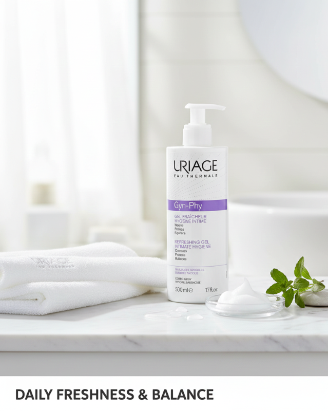 جل يورياج جين-في المنعش لتنظيف المناطق الحساسة - منظف يومي خالٍ من الصابون للبشرة الحساسة  Uriage Gen-V Refreshing Intimate Cleansing Gel - A Soap-Free Daily Cleanser for Sensitive Skin