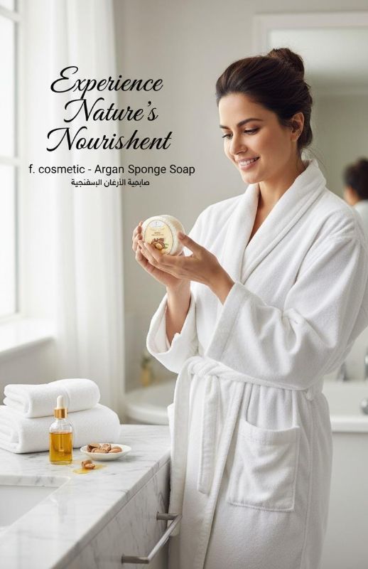 صابون أرجان الجمالي على شكل إسفنجة | صابون مرطب ومغذي بزيت الأرجان  Argan Beauty Soap in Sponge Form | Moisturizing and Nourishing Soap with Argan Oil