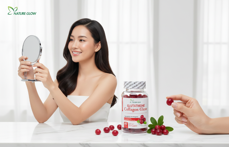 Nature Glow Glutathione Collagen Glow Gummies | Cranberry Gummies for Skin Brightening & Anti‑Aging