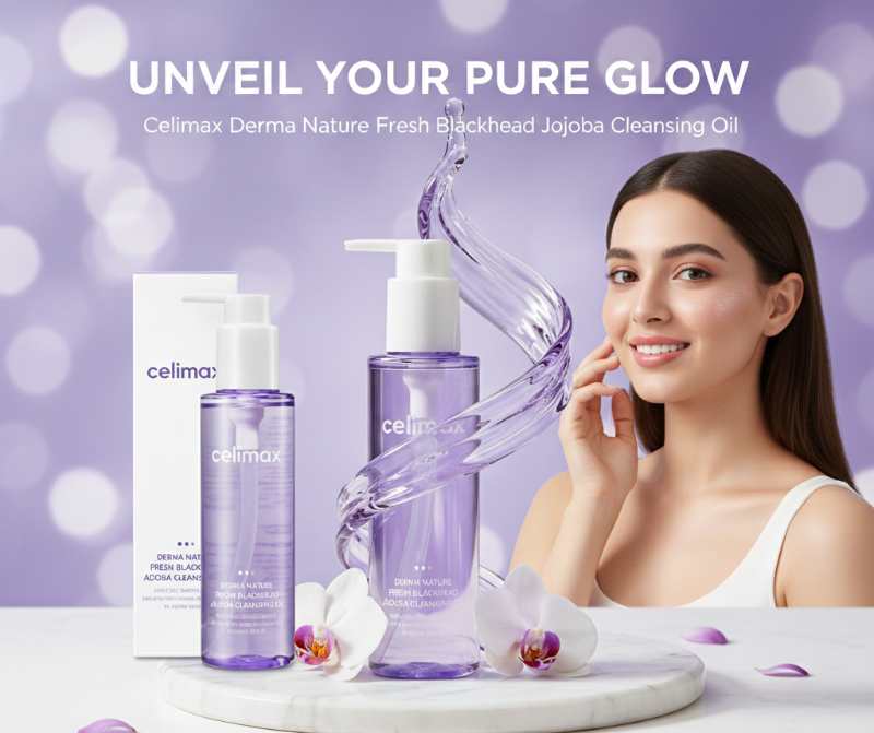 Celimax Jojoba Cleansing Oil - Korean Blackhead Cleanser & Makeup Remover for All Skin Types