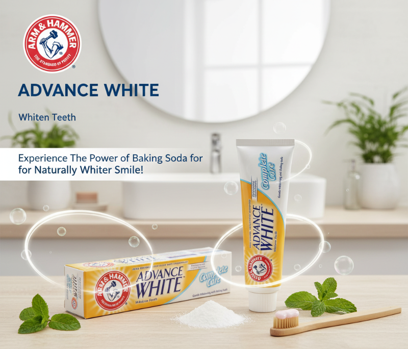 Arm & Hammer Advance White Complete Care Toothpaste 115g | Baking Soda & Peroxide | Fluoride Anti-Cavity, Tartar Control & Gentle Whitening