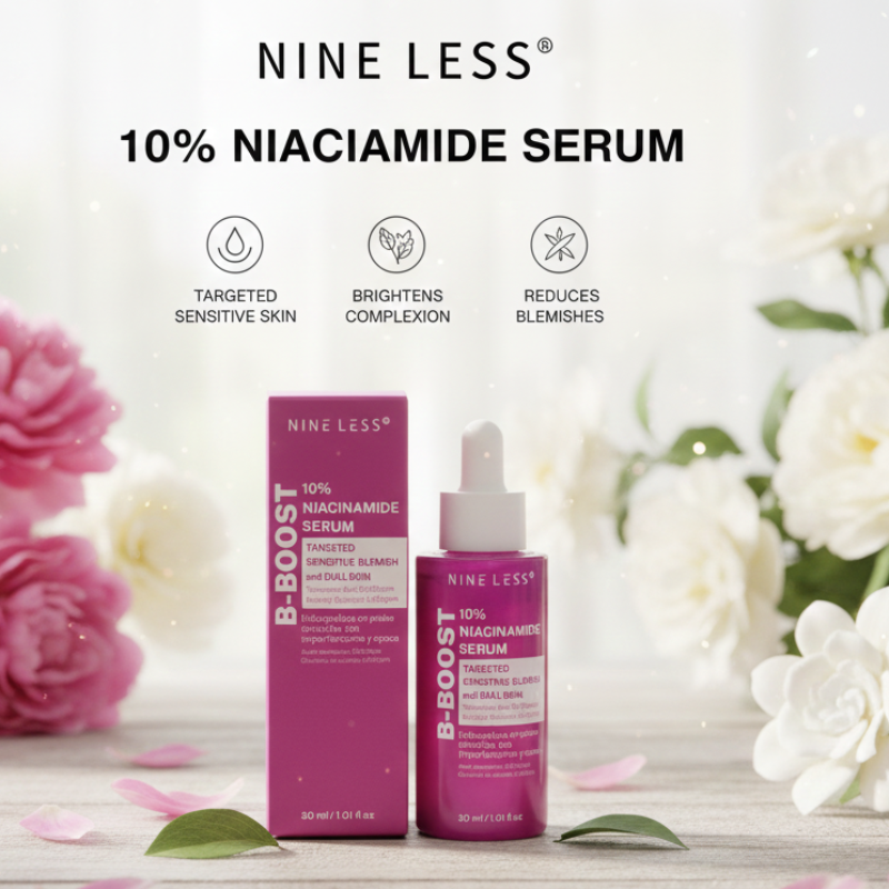 Nine Less B-Boost 10% Niacinamide Serum | Tranexamic Acid 20,000ppm + Ascorbyl Glucoside | Pore Minimizer & Dark Spot Corrector for Sensitive Skin